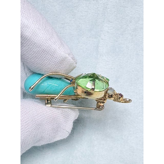 Attributed Schreiner Mid Century Insect Brooch Reverse Set Rhinestones Fly Bug For Sale - Image 12 of 14