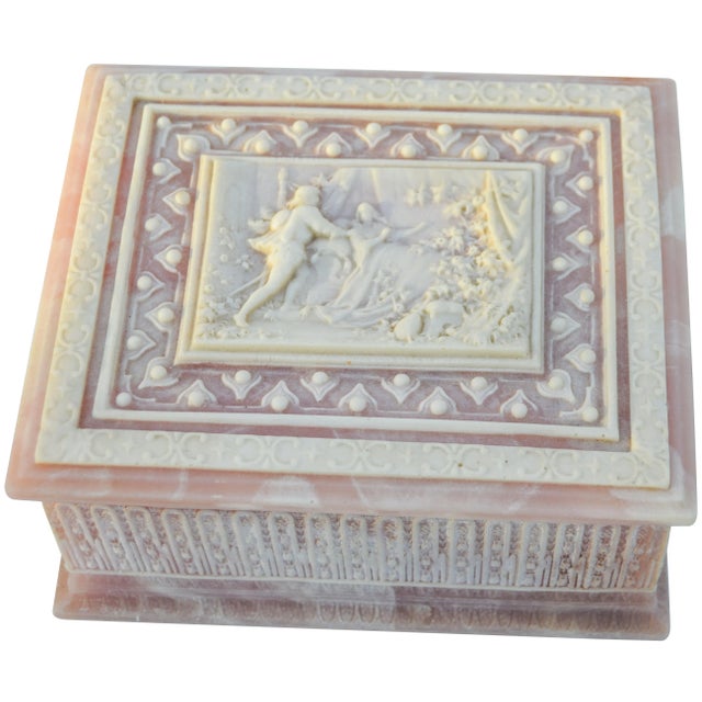 Mid-Century Pink Incolay Stone Box For Sale - Image 4 of 7