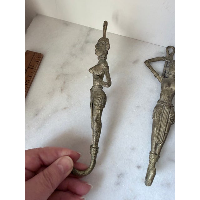 Set of 4 Tribal Serpent Goddess Wall Hooks Made of Brass For Sale - Image 14 of 18