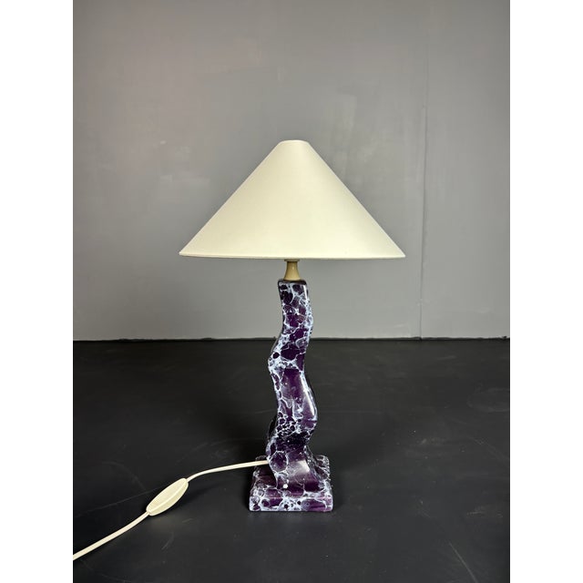 Postmodern French Zig Zag Faux Marble Table Lamp, 1980s For Sale - Image 12 of 12
