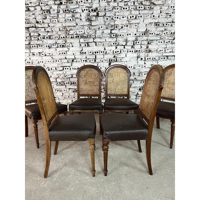 Mid 20th Century Louis XVI Style Cane Back Dining Chairs – Set of 6 For Sale - Image 5 of 7