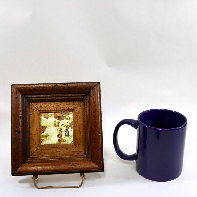 Mid-Century Italian Framed Miniature Silk Prints After Pieter Bruegel - A Pair For Sale - Image 11 of 11