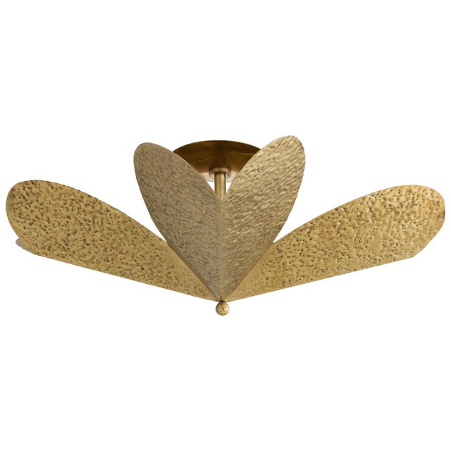 Art Deco Arteriors Home Lucinda Gold Brass Flush Mount For Sale - Image 3 of 10