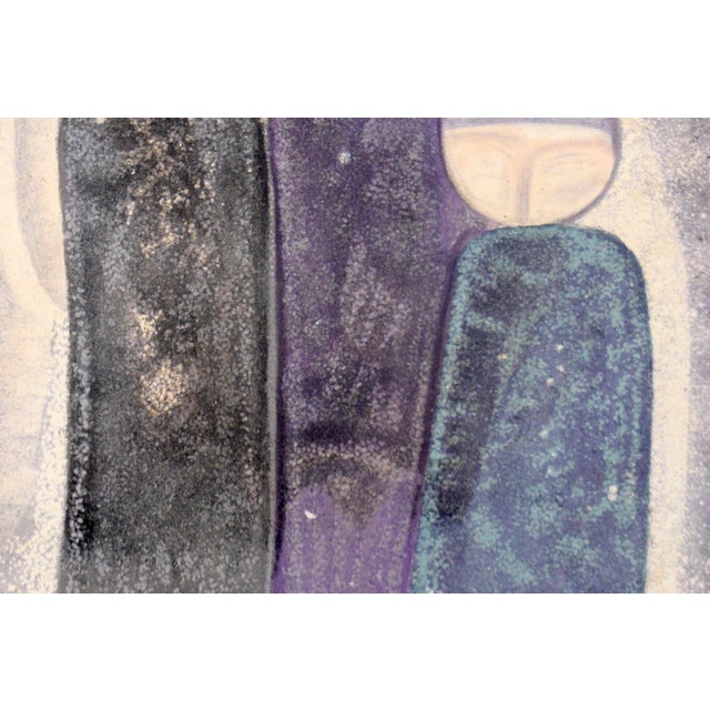 The Faceless, Unforgettable Three - Modernist Color Lithograph (5/100) by Simon Avissar For Sale - Image 4 of 5