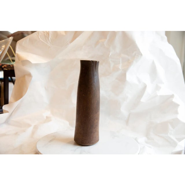 :: Vintage handmade African tall wooden vase. This handmade wooden item has tons of character and charm. Circa early 20th...