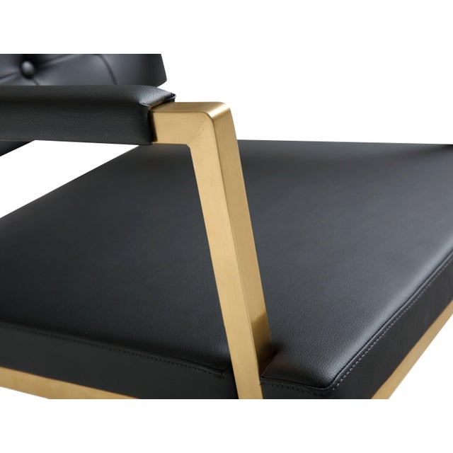 2020s Director Black Vegan Leather & Gold Steel Bar Stool For Sale - Image 5 of 10