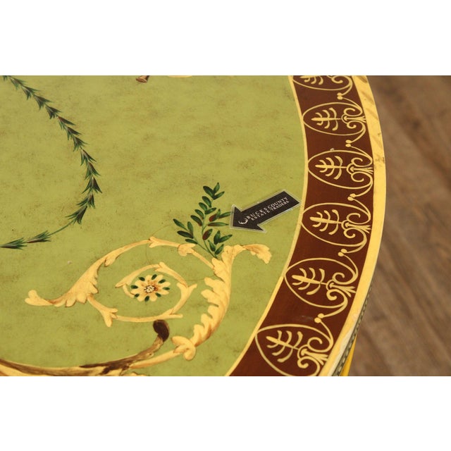 Sarreid Italian Neoclassical Style Painted Demilune Console For Sale - Image 9 of 12