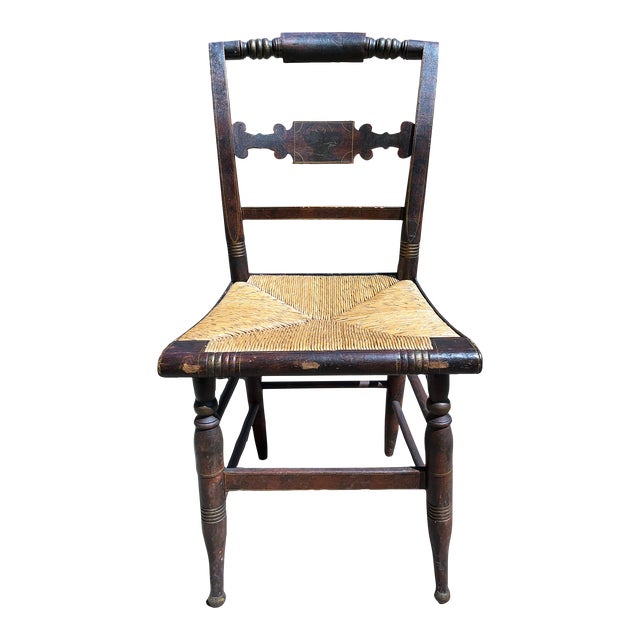American Antique 19th Century Hitchcock Chair With Rush Seat Chairish