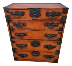 Antique Red Japanese Tansu Drawer Chest