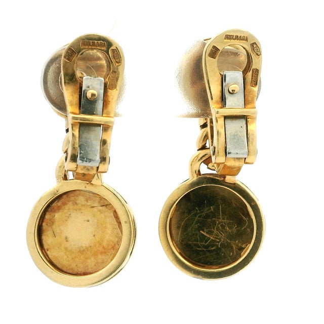 Metal 1990s Pair of Bulgari Bvlgari 18k Gold Black Onyx Drop Clip Earrings For Sale - Image 7 of 14