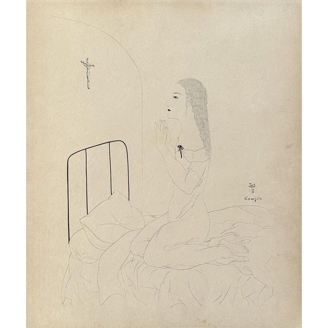 1920s Léonard Tsuguharu Foujita, Prayer, 1920, Original Etching For Sale - Image 5 of 5