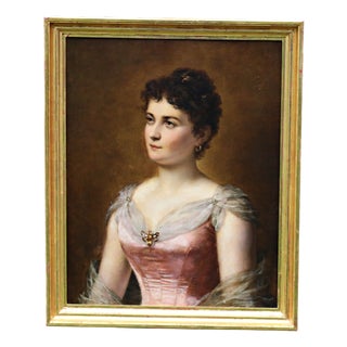 Portrait of a Lady, 19th Century, Oil on Canvas, Framed For Sale