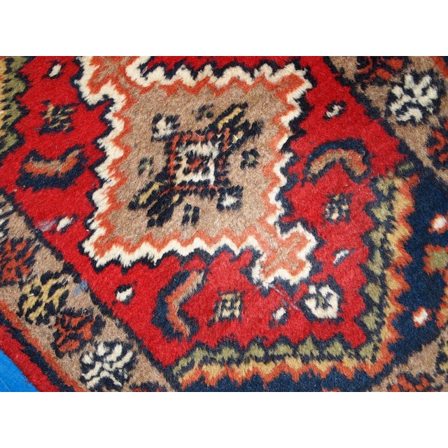 Handmade Vintage Hamadan Rug 1.4' X 1.9' (42cm X 60cm) 1970s For Sale - Image 4 of 6