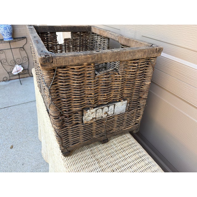 Early 20th Century Early 20th-Century French J. Damoy Wicker Wine Crate For Sale - Image 5 of 17
