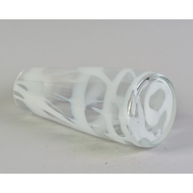 XL Signed La Murrina White and Clear Murano Glass Vase For Sale - Image 10 of 10