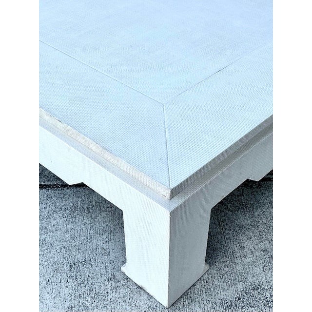 Vintage Monumental Grasscloth Wrapped Coffee Table For Sale - Image 12 of 12