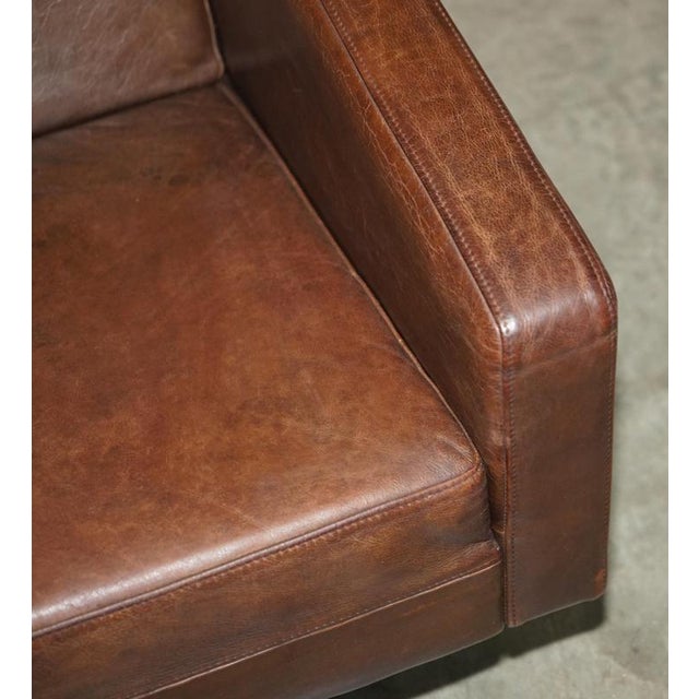 Vintage Heritage Swivel Lounge Armchair in Brown Leather with Chrome Base from BoConcept For Sale - Image 9 of 15