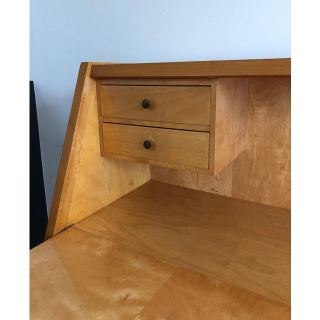 Secretary Desk With Sycamore Flap. French Work. Circa 1970 For Sale - Image 6 of 12