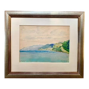Original H. C. Pihl 1967 Watercolor of Hook Point, Cooper’s Island, British Virgin Islands, Framed With Museum Conservation Glass