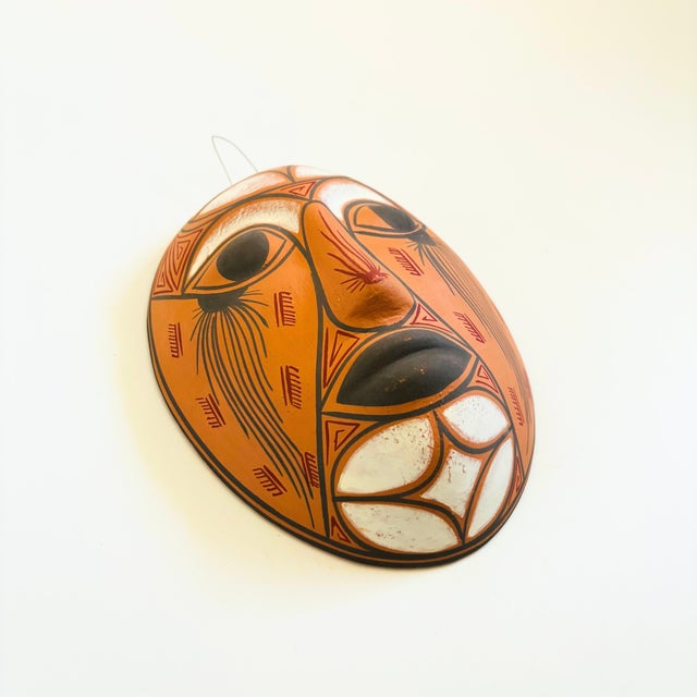 Folk Art Vintage Terra Cotta Mask Wall Hanging For Sale - Image 3 of 8