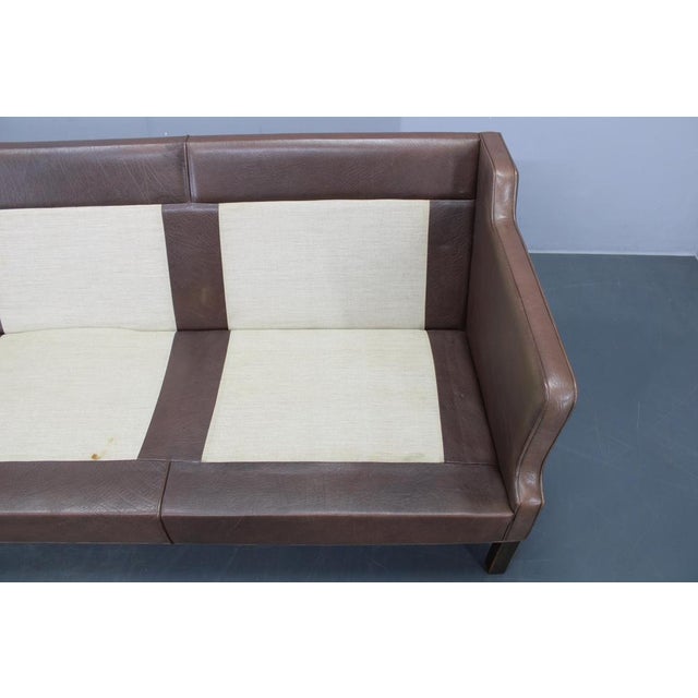 Mid-Century Danish Three-Seat Brown Leather Sofa, 1970s For Sale - Image 10 of 18