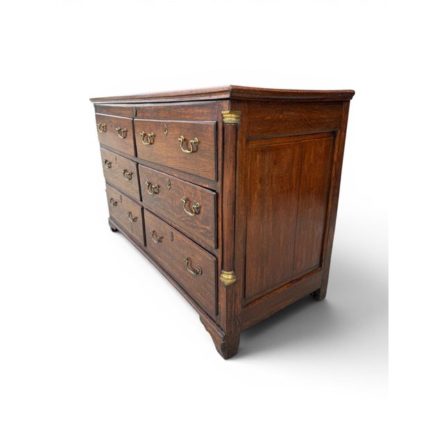 English English George III Oak Dresser With Original Brass Pulls, Circa 1800 For Sale - Image 3 of 12
