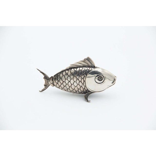 Silver Fish-Shaped Toothpick Holder For Sale - Image 3 of 3