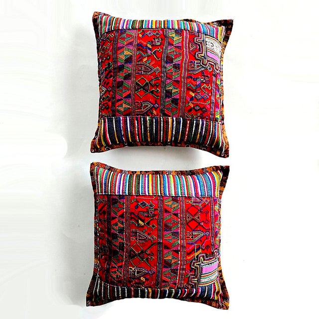 Vintage Patchwork Guatemalan Textile Pillows, a Pair For Sale - Image 13 of 15