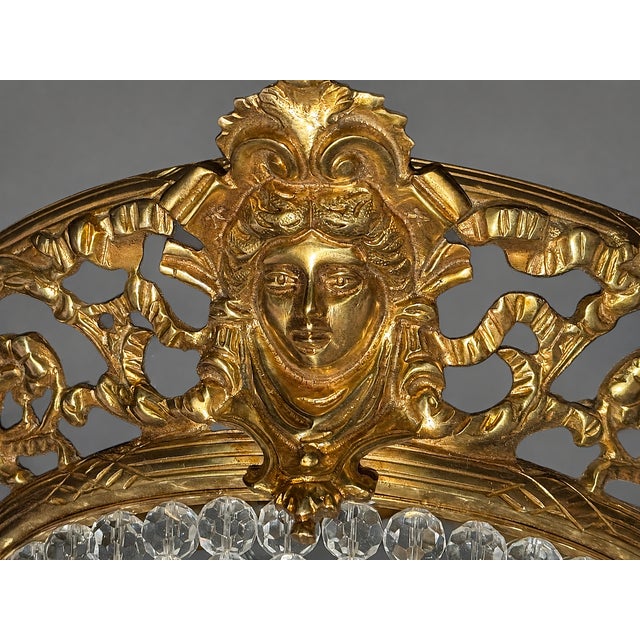 1970s 1970s Baroque Gold Bronze Crystal Chandelier Ceiling Lamp For Sale - Image 5 of 15