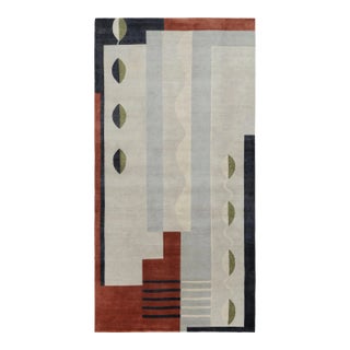 Rug & Kilim’s French Art Deco Style Gallery Rug With Gray Geometric Patterns For Sale