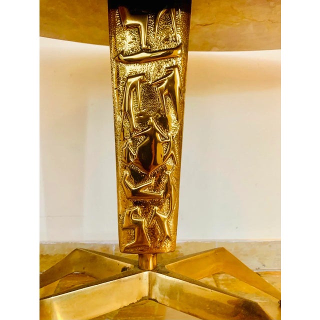 Mid-Century Modern Italian Coffee Table with Oval Marble Plate on Bronze Base by Duilio Barnabé, 1950 For Sale - Image 3 of 16