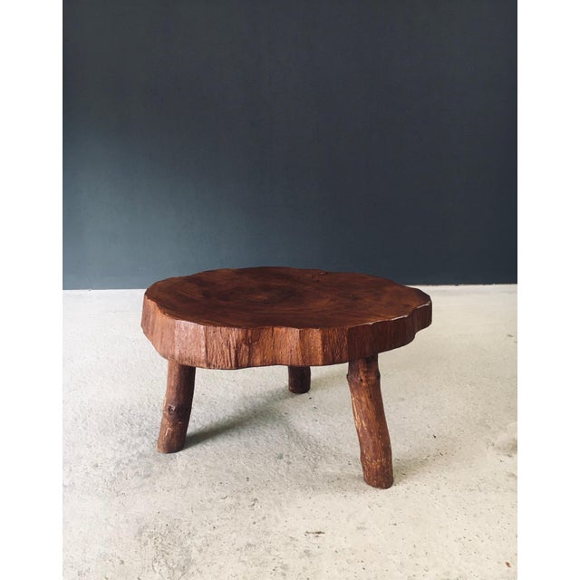 1960s Handcrafted Teak Tree Trunk Tripod Coffee Table, 1960s For Sale - Image 5 of 18