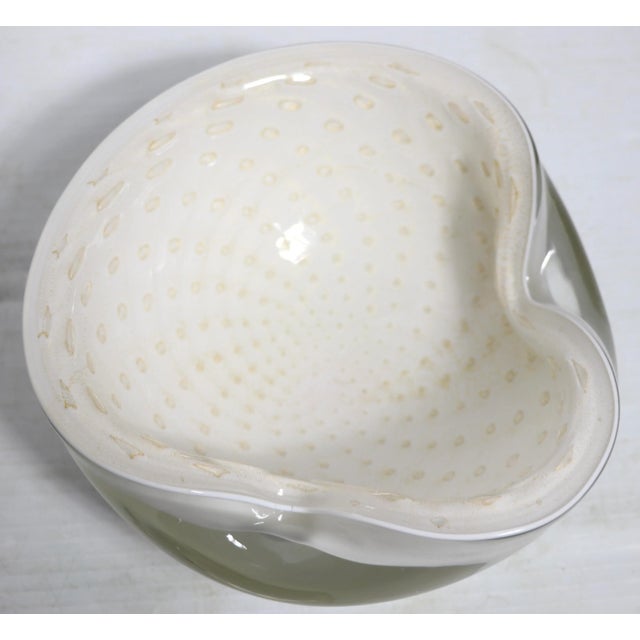 White Mid Century Art Glass Bowl Made in Murano Italy For Sale - Image 8 of 12