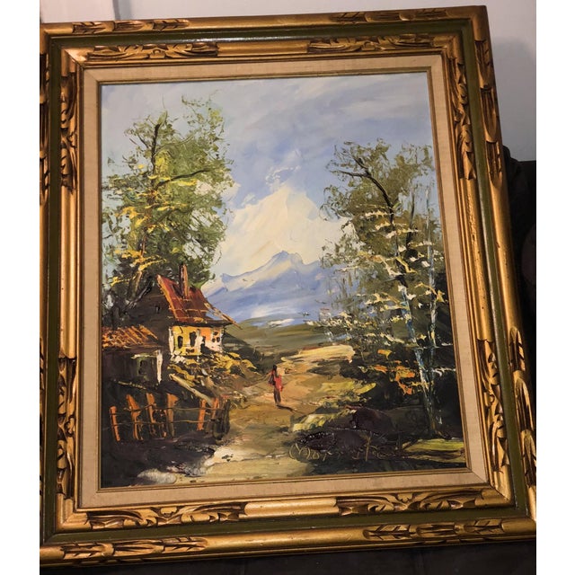 1990s 1997 Impasto Alpine Cabin Mountain Landscape Oil Painting by Morris Katz For Sale - Image 5 of 11
