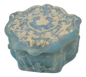 Blue Scalloped Incolay-Stone Box