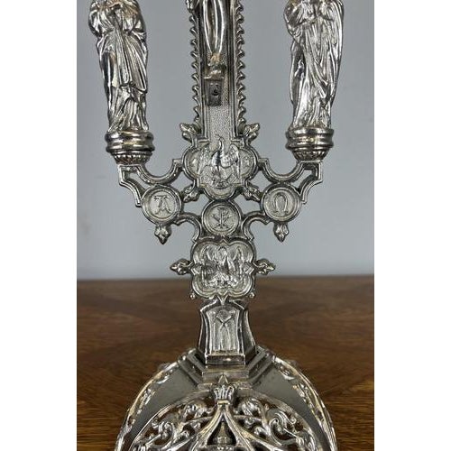 Metal Vintage French Style Religious Cross Ornate Stand For Sale - Image 7 of 15