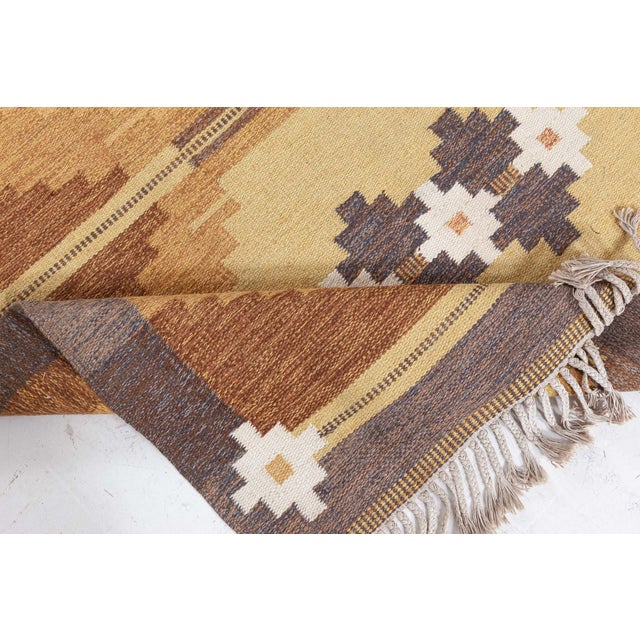 Doris Leslie Blau Vintage Swedish Flat Woven Rug by Ingegerd Silow For Sale - Image 4 of 9