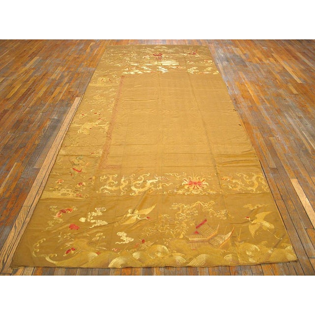 19th Century Elegant Gold Open Field Antique Silk Flat Weave Chinese Scenic Embroidery For Sale - Image 5 of 12