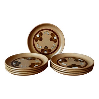 Vintage Sarreguemines Stoneware Dinner Plates, 1970s, Set of 9 For Sale