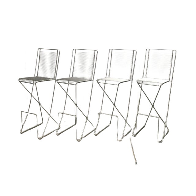 German 2nd Generation Kreuzschwinger Bar Stools by Till Behrens for Till Behrens Systeme, 2000s, Set of 4 For Sale