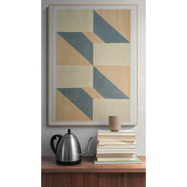 This piece combines color pencil in beige peach with cream and gray acrylic gouache paint on paper . The minimalist...