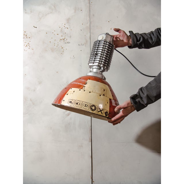 1980s Vintage Industrial Austrian Zumtobel Staff Pendant Light with Fairtrade Tin Shade by Charles Keller, 1980s For Sale - Image 5 of 12