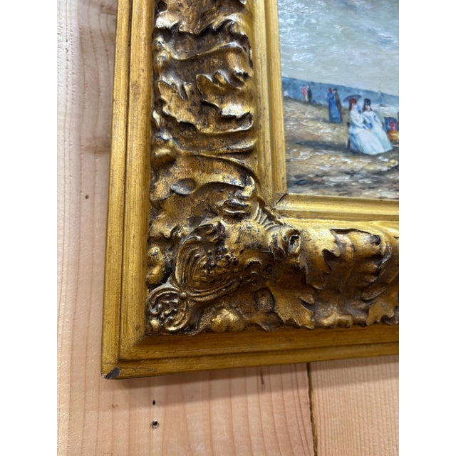 F. Huber, Beach Scene, 1800s, Oil on Wood For Sale - Image 5 of 6