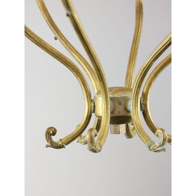 Antique Italian Brass and Opaline Chandelier For Sale - Image 5 of 17
