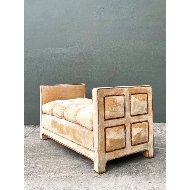 This vintage crushed velvet tufted daybed brings mid-20th-century glamour and comfort to a cozy corner. Upholstered in...