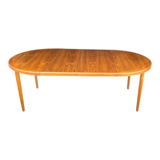 Restored Vintage Danish Modern Teak Dining Table – Oval Extendable With Two Leaves For Sale