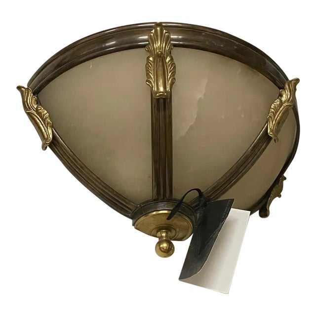 1990s Italian Bronze and Alabaster Shades Wall Sconce For Sale