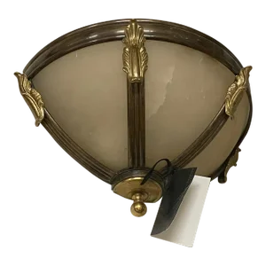 1990s Italian Bronze and Alabaster Shades Wall Sconce