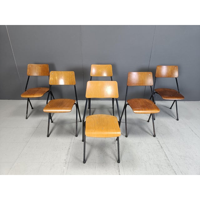 Wood Vintage Postmodern Plywood Dining Chairs, 1970s, Set of 6 For Sale - Image 7 of 11
