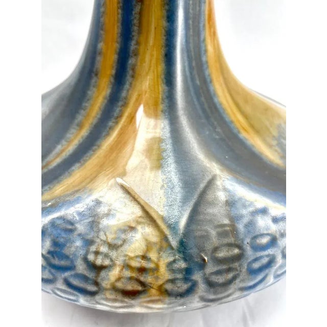Large Art Nouveau Handmade and Hand Glazed Soliflore Vase, 1930s For Sale - Image 3 of 12